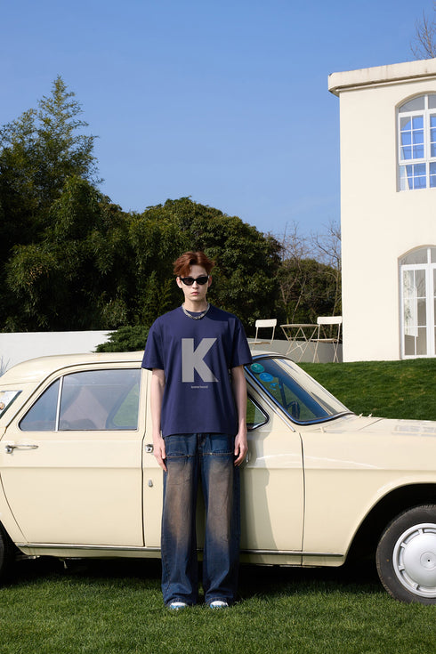 Simple Letter Flocking Cool All-Match Loose Short-Sleeved T-Shirt